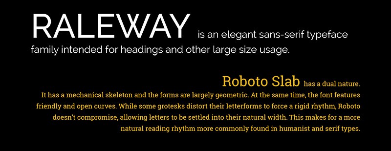 Gewilde kombinasies van Google Fonts - Raleway met Roboto Slab
