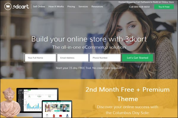 საუკეთესო უმასპინძლა eCommerce პლატფორმის კომპანია # 5 - 3DCart