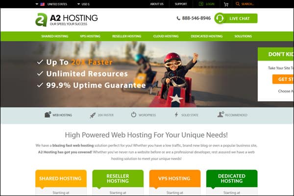 Bedste fælles webhostingfirma nr. 5 - A2 Hosting