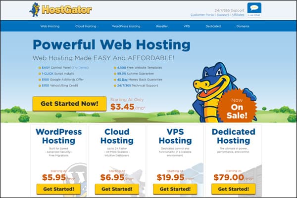 Najbolja WordPress web hosting tvrtka # 2 - HostGator