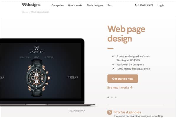 वेब डिज़ाइनर # 2 - 99designs को खोजने और किराए पर लेने के लिए सबसे अच्छी जगह