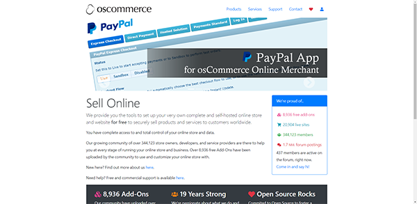 osCommerce - CMS ที่ดูแลระบบด้วยตนเองสำหรับการสร้างร้านค้าออนไลน์