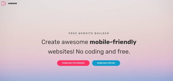 Mobirise - бесплатное программное обеспечение для создания сайтов