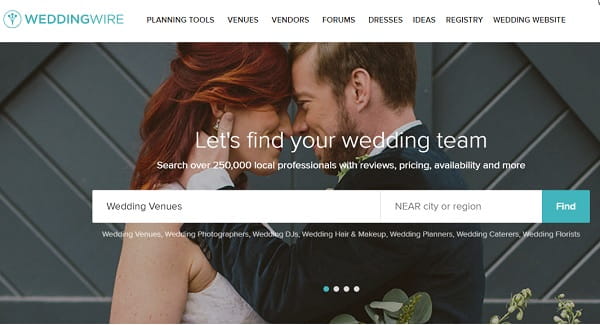 WeddingWire - แพลตฟอร์มที่ใช้งานง่ายสำหรับไซต์งานแต่งงาน