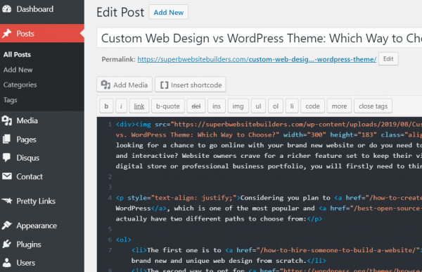 WordPress CMS Interface