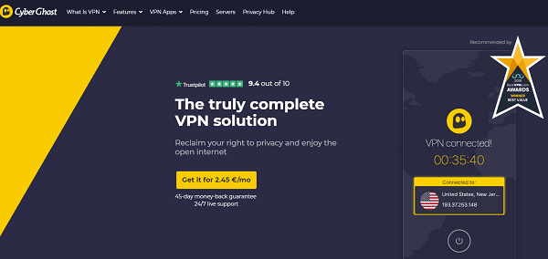 CyberGhost VPN - безопасный просмотр веб-страниц